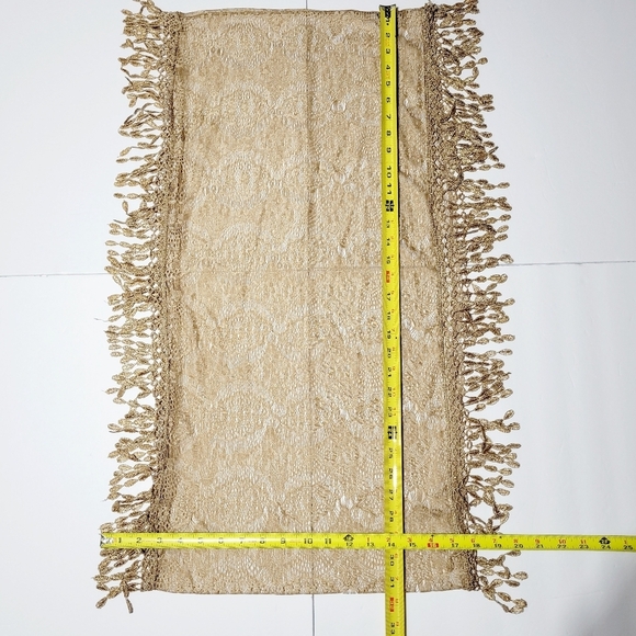 Infinity Lace Fringed Champagne Colored Scarf - Picture 10 of 11